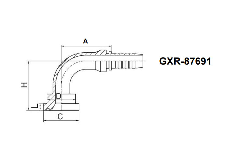 90° SAE 法兰 6000 PSI